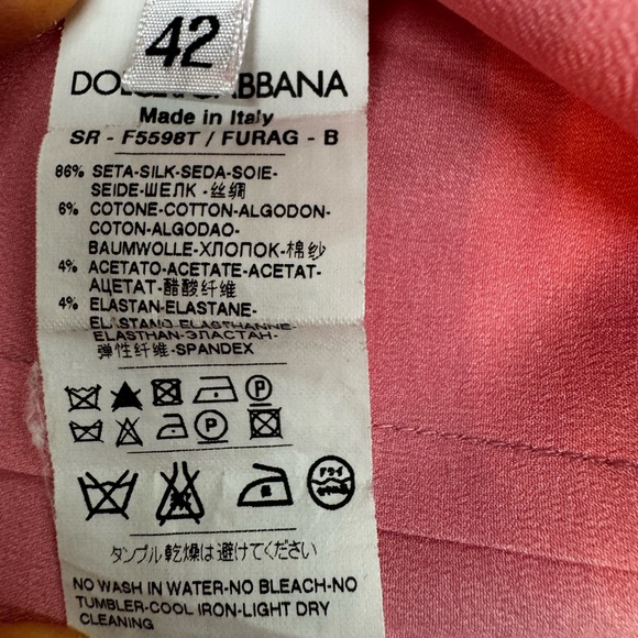 Dolce & Gabbana Pink Silk Blouse with Ruffle Details Size 42 - Picture 5 of 6